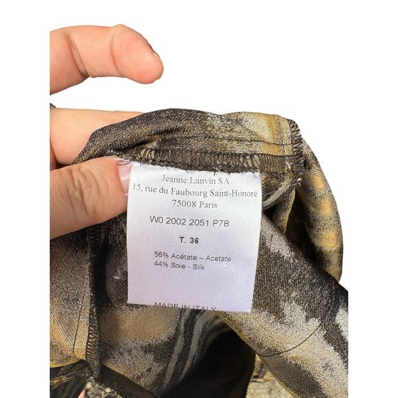 Lanvin Silk Blend Black Silver Metallic Animal Print Sheath Dress - FR36 / US 6 - Picture 9 of 10